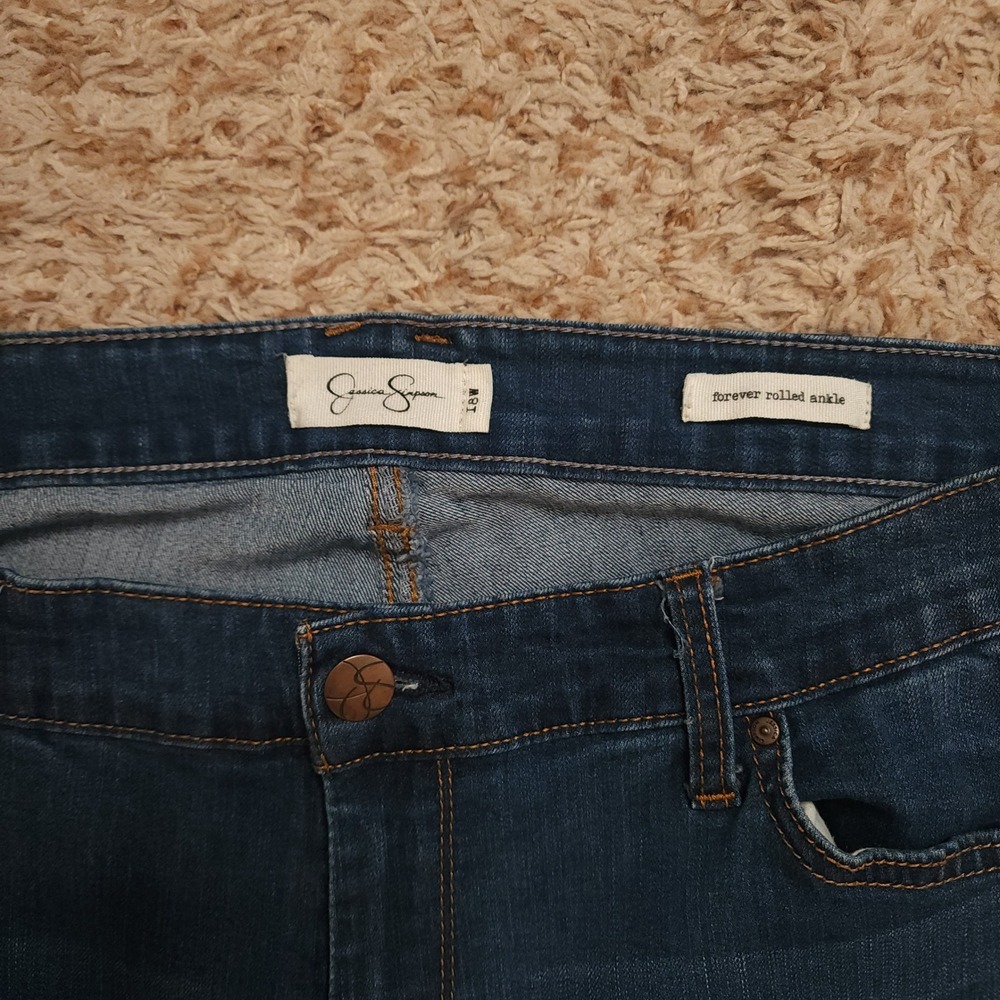 Jessica Simpson Forever Rolled‎ Ankle Jeans Womens 18W Dark Wash Skinny Stretch